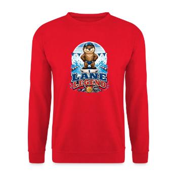 Legend Schwimmer schwimmen Pool-Cartoon Schwimm - Unisex Pullover - Rot - Vorne - Alina (178cm) & Michal (187cm)