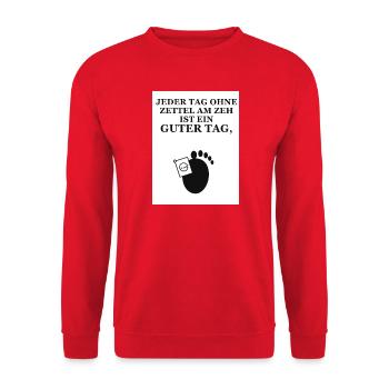 Zettel am Zeh – Ein Tag ohne Notiz  - Unisex Pullover - Rot - Vorne - Alina (178cm) & Michal (187cm)