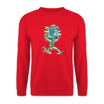 Mythischer Erdträger (V2) - Unisex Pullover - Rot - Vorne - Alina (178cm) & Michal (187cm)
