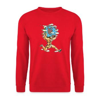Mythischer Erdtragender Läufer - Unisex Pullover - Rot - Vorne - Alina (178cm) & Michal (187cm)