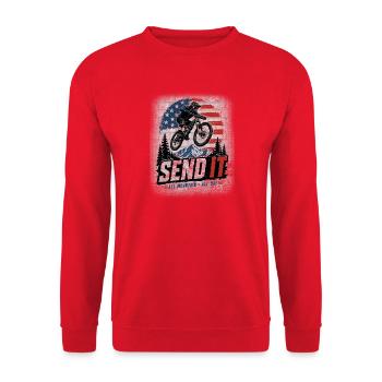 MTB-BIKE E-Bike Mountainbike Zubehör MTB-Fahrrad - Unisex Pullover - Rot - Vorne - Alina (178cm) & Michal (187cm)
