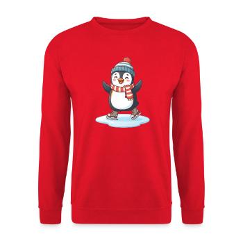Eistanz-Pinguin-Charme - Unisex Pullover - Rot - Vorne - Alina (178cm) & Michal (187cm)