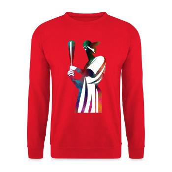 Baseballspieler wartet auf den Ball - Unisex Pullover - Rot - Vorne - Alina (178cm) & Michal (187cm)