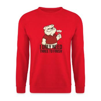 I Only Need Three To Finish – Darts Shirt - Unisex Pullover - Rot - Vorne - Alina (178cm) & Michal (187cm)