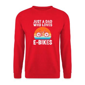 E-Bike EBike E Bike Papa Vatertag - Unisex Pullover - Rot - Vorne - Alina (178cm) & Michal (187cm)