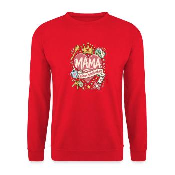 Mama Chefin vom Familienchaos - Unisex Pullover - Rot - Vorne - Alina (178cm) & Michal (187cm)