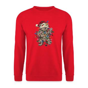 Weihnachtshunde mit Lichterkette - Unisex Pullover - Rot - Vorne - Alina (178cm) & Michal (187cm)