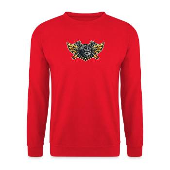 Rennreifen Flügel Emblem - Unisex Pullover - Rot - Vorne - Alina (178cm) & Michal (187cm)