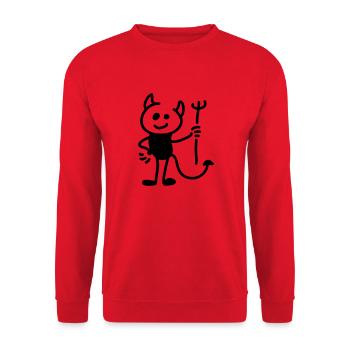 Kleiner Teufel - Line - Unisex Pullover - Rot - Vorne - Alina (178cm) & Michal (187cm)