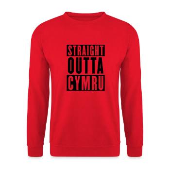 Straight Outta Cymru - Wales Rugby - Unisex Sweatshirt - red - Front - Alina (178cm) & Michal (187cm)