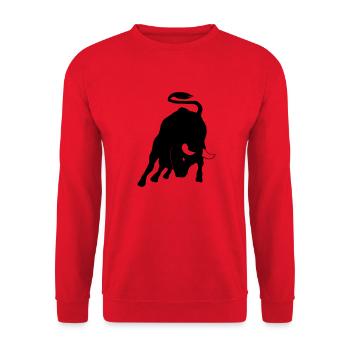 Stier - Unisex Pullover - Rot - Vorne - Alina (178cm) & Michal (187cm)