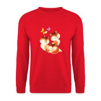 Fuchs Füchse Foxy Waldtier Familie Rotfuchs süß - Unisex Pullover - Rot - Vorne - Alina (178cm) & Michal (187cm)