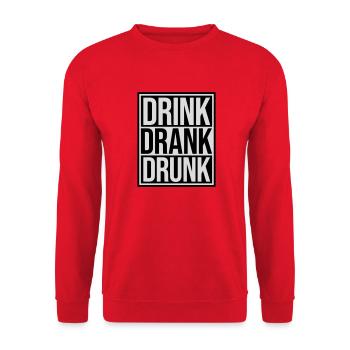 drink drank drunk Zitat - Unisex Pullover - Rot - Vorne - Alina (178cm) & Michal (187cm)