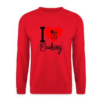 i love cooking - Unisex Pullover - Rot - Vorne - Alina (178cm) & Michal (187cm)