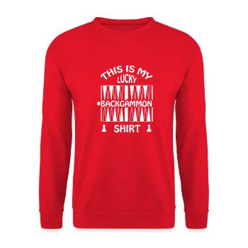 boardgame chess backgammon game night - Unisex Pullover - Rot - Vorne - Alina (178cm) & Michal (187cm)