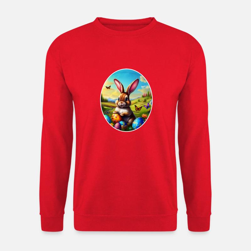 Pretty easter bunny in landscape - Unisex Sweatshirt - red