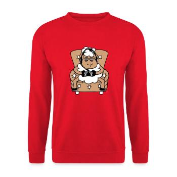 Sheep Gamer Armchair Controller Video Game Nerd Cool - Unisex Sweatshirt - red - Front - Alina (178cm) & Michal (187cm)