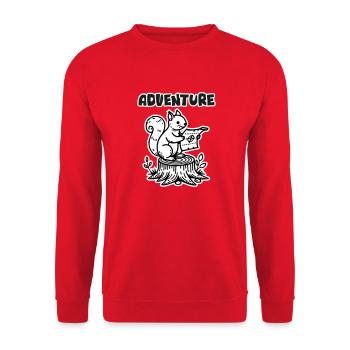Écureuil tenant une carte - Design « Aventure » - Sweat-shirt Unisexe - rouge - Devant - Alina (178cm) & Michal (187cm)