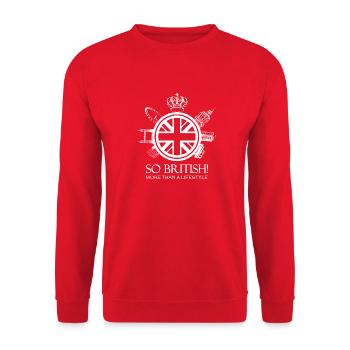 SO BRITISH Weiße Version - Unisex Pullover - Rot - Vorne - Alina (178cm) & Michal (187cm)