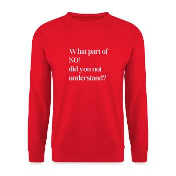 Welchen Teil von no hast du nicht verstanden? - Unisex Pullover - Rot - Vorne - Alina (178cm) & Michal (187cm)