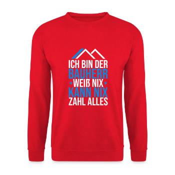Bauherr Hausbau Eigenheim Richtfest 2022 - Unisex Pullover - Rot - Vorne - Alina (178cm) & Michal (187cm)