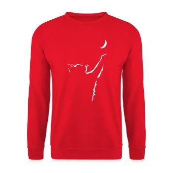 cat moon - Unisex Pullover - Rot - Vorne - Alina (178cm) & Michal (187cm)