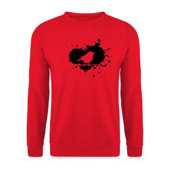 "Dreckspatz" Vogel - Unisex Pullover - Rot - Vorne - Alina (178cm) & Michal (187cm)