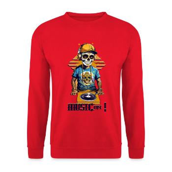 Skull DJ - Unisex Pullover - Rot - Vorne - Alina (178cm) & Michal (187cm)