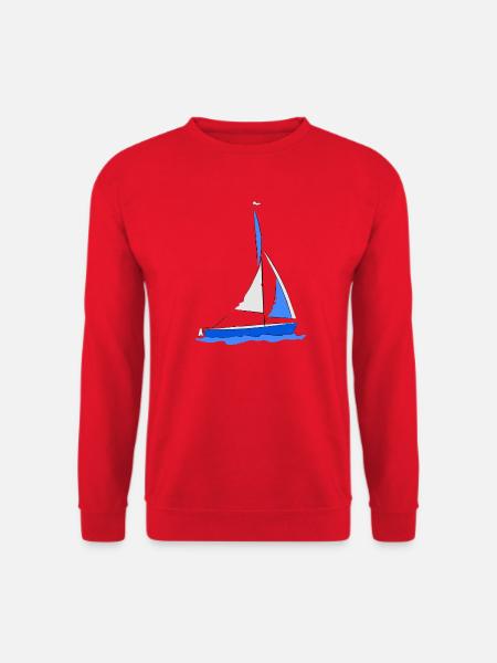 Segelboot im Wasser Blau - Unisex Pullover - Rot
