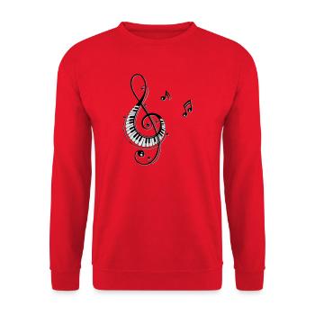 Clef avec des touches de piano et des notes - Sweat-shirt Unisexe - rouge - Devant - Alina (178cm) & Michal (187cm)