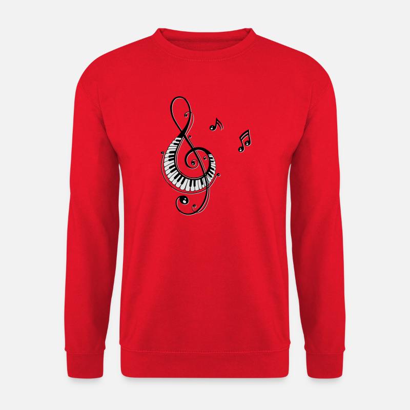 Notenschlüssel mit Klaviertasten und Musiknoten - Unisex Pullover - Rot