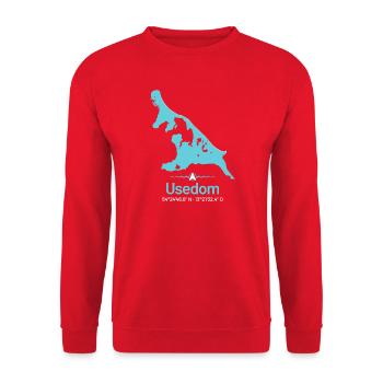 Usedom | Design-Landkarte - Unisex Pullover - Rot - Vorne - Alina (178cm) & Michal (187cm)