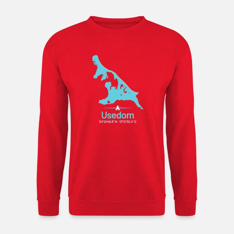 Usedom | Design-Landkarte - Unisex Pullover - Rot