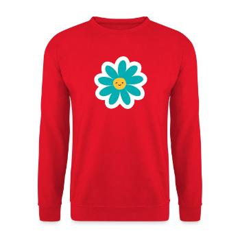 Kawaii Türkis Daisy Lächeln - Unisex Pullover - Rot - Vorne - Alina (178cm) & Michal (187cm)