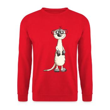 Funny Nerd Man Meerkat I Nerd - Unisex Sweatshirt - red - Front - Alina (178cm) & Michal (187cm)