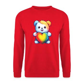 Love is a Bear Necessity - Unisex Sweatshirt - red - Front - Alina (178cm) & Michal (187cm)