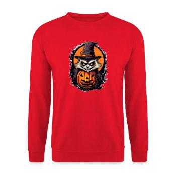 Chat d’Halloween effrayant avec chapeau de sorcière - Sweat-shirt Unisexe - rouge - Devant - Alina (178cm) & Michal (187cm)
