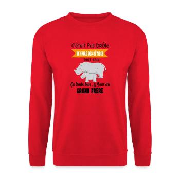 Enfant Annonce grossesse humour futur grand frère - Sweat-shirt Unisexe - rouge - Devant - Alina (178cm) & Michal (187cm)