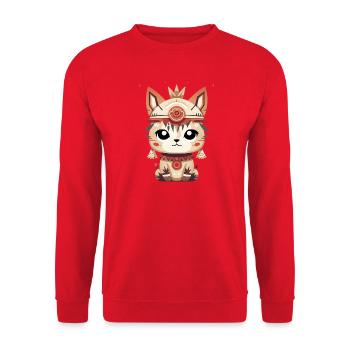 Mythisches Tier mit Tribal-Details - Unisex Pullover - Rot - Vorne - Alina (178cm) & Michal (187cm)