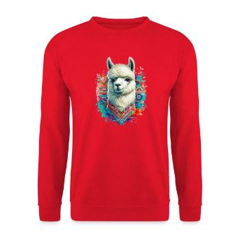 Alpaca - Unisex Sweatshirt - red - Front - Alina (178cm) & Michal (187cm)