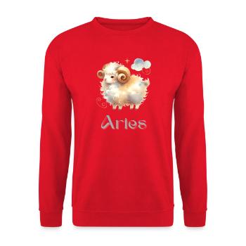 Elegantes Aries Sternzeichen Aquarell Geschenk - Unisex Pullover - Rot - Vorne - Alina (178cm) & Michal (187cm)