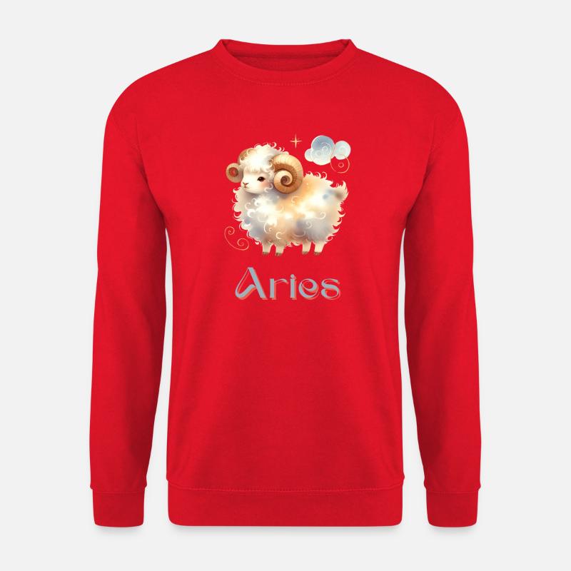 Elegantes Aries Sternzeichen Aquarell Geschenk - Unisex Pullover - Rot