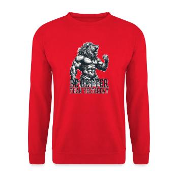 Be Better Than Yesterday Leo Motivation Gift - Unisex Sweatshirt - red - Front - Alina (178cm) & Michal (187cm)