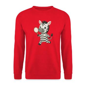 Zèbre mignon jouant au tennis enfants joie - Sweat-shirt Unisexe - rouge - Devant - Alina (178cm) & Michal (187cm)