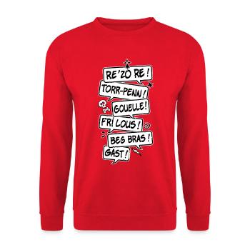 Breton swearing, the basics - Unisex Sweatshirt - red - Front - Alina (178cm) & Michal (187cm)