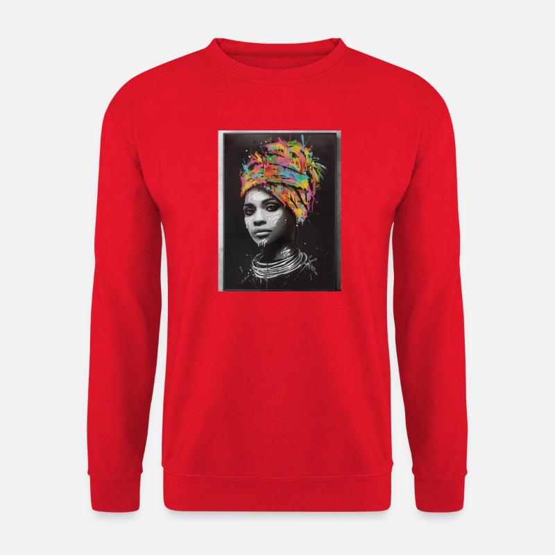 Buntes Gustave Afro Kunst Porträt - Unisex Pullover - Rot