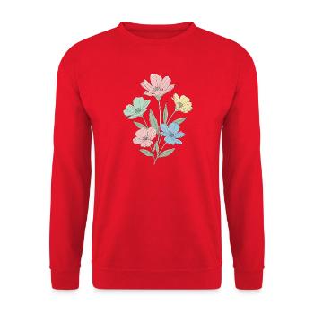 Pastel flowers in watercolor style - Unisex Sweatshirt - red - Front - Alina (178cm) & Michal (187cm)