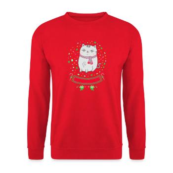 L’adorable chat de Noël de Catma miajouante - Sweat-shirt Unisexe - rouge - Devant - Alina (178cm) & Michal (187cm)