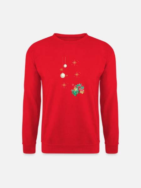 Goldene Festlichkeitskugeln und Geschenke - Unisex Pullover - Rot
