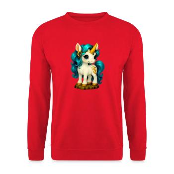 Magical Baby Unicorn with Gold Jewelry Unicorn - Unisex Sweatshirt - red - Front - Alina (178cm) & Michal (187cm)